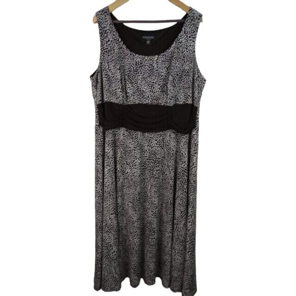 Perceptions Dresses & Skirts - Perceptions Women's Dress Plus Size 20W Brown & White Sleeveless Midi Dress